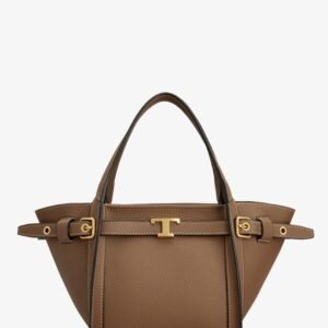 T Signature Leather Shopping Bag