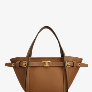 T Signature Leather Tote Bag