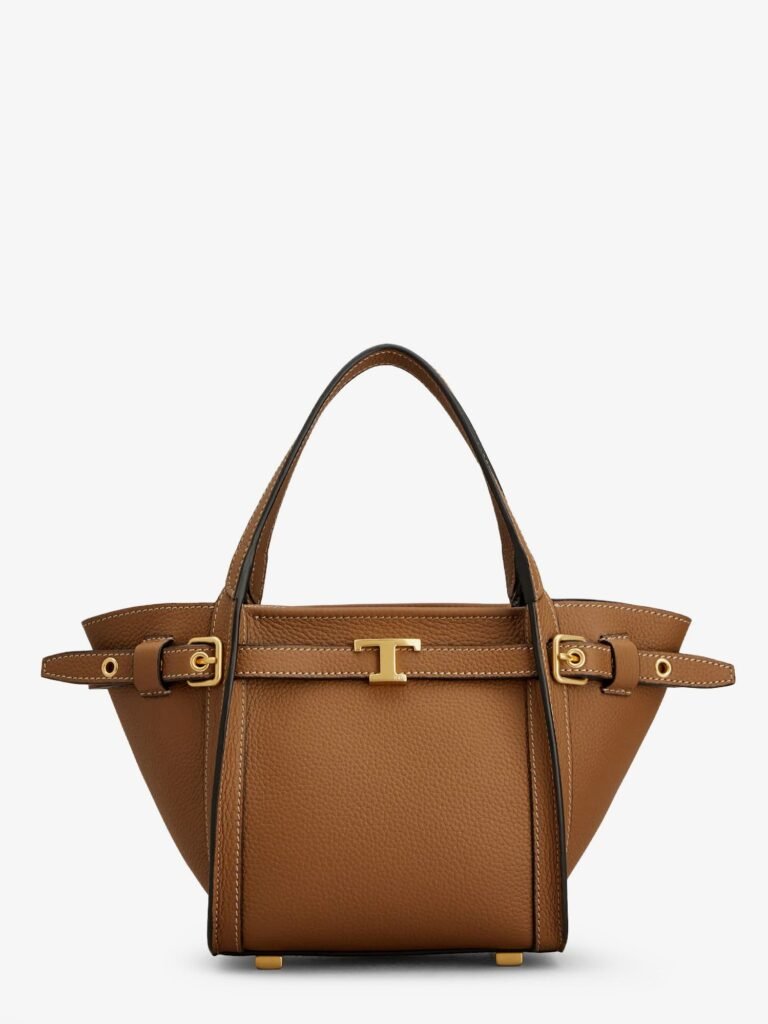 T Signature Leather Tote Bag