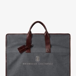 Technical fabric and leather garment bag