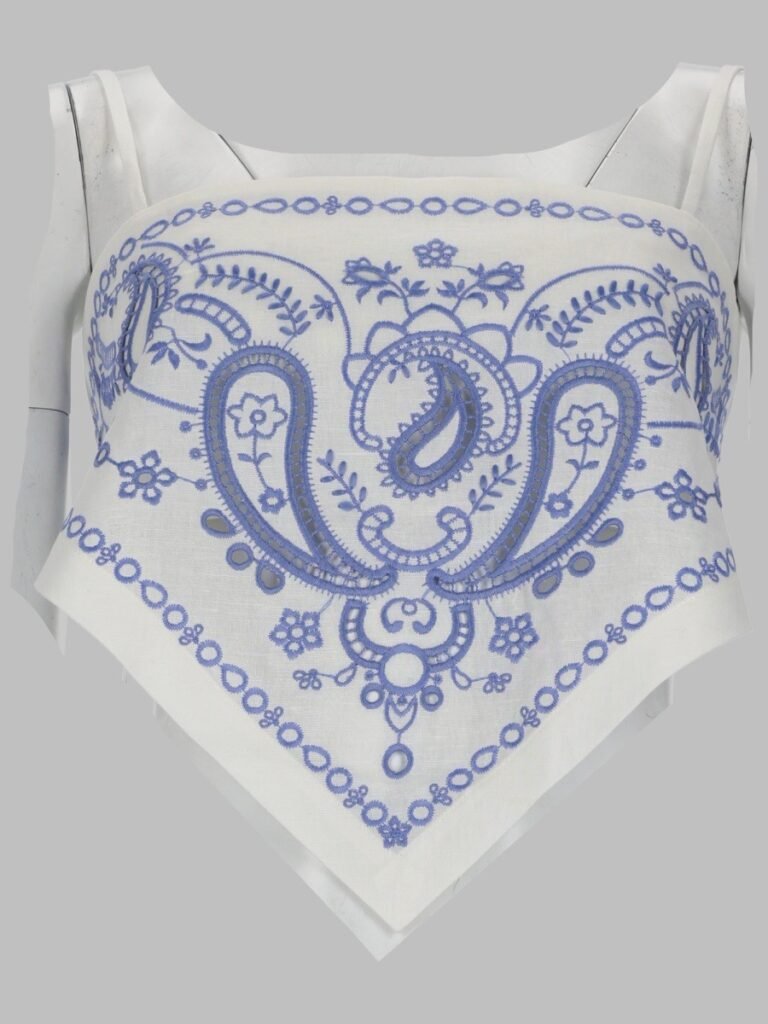 TOP IN LINO CON RICAMO