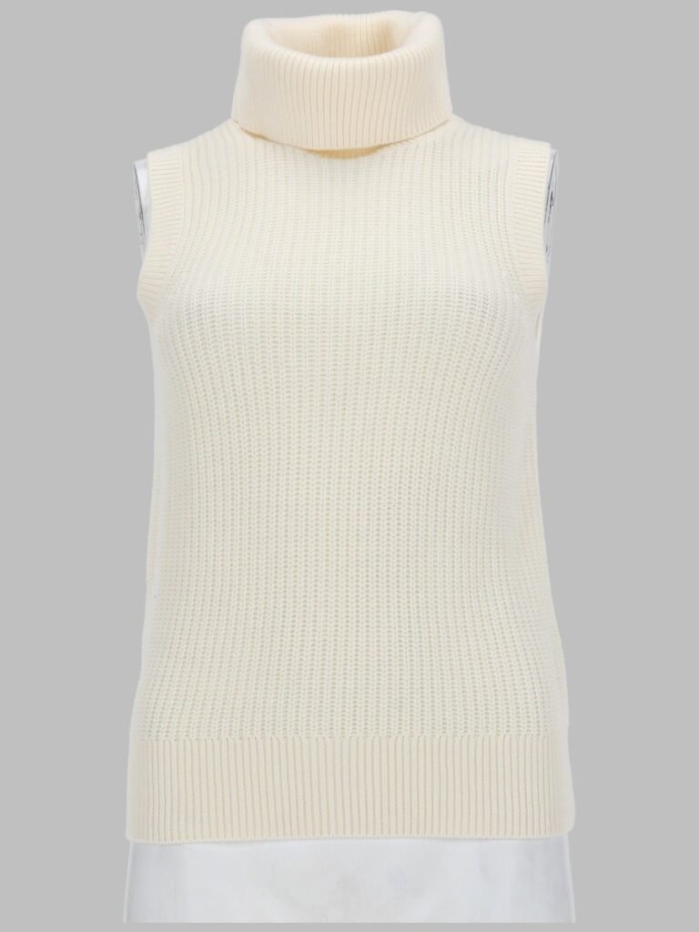 TOP SMANICATO A COLLO ALTO IN MISTO LANA