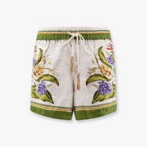 Tropical Scarf linen and viscose shorts