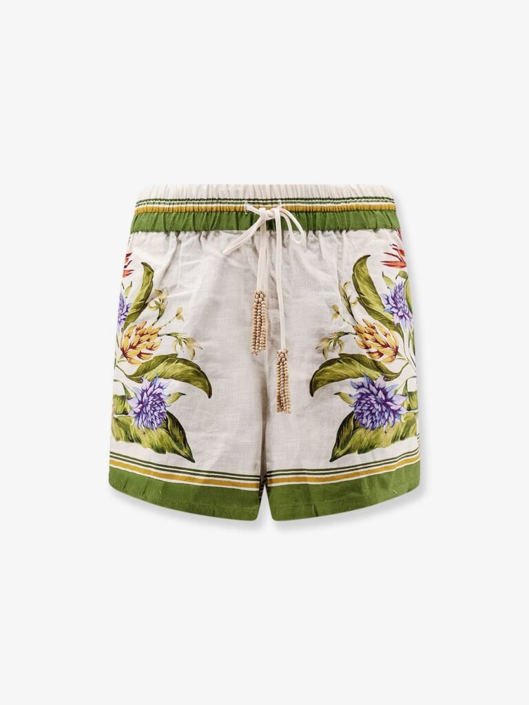 Tropical Scarf linen and viscose shorts