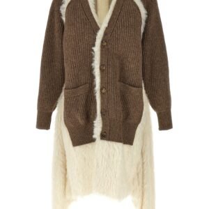 Two-material cardigan