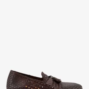 Unique leather loafers with woven detail
