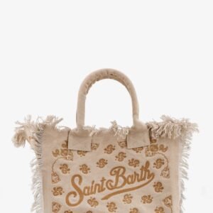 Vanity cotton handbag with all-over embroidery