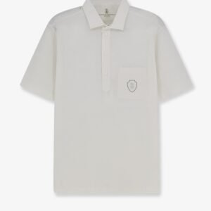 Virgin wool polo shirt with front logo patch