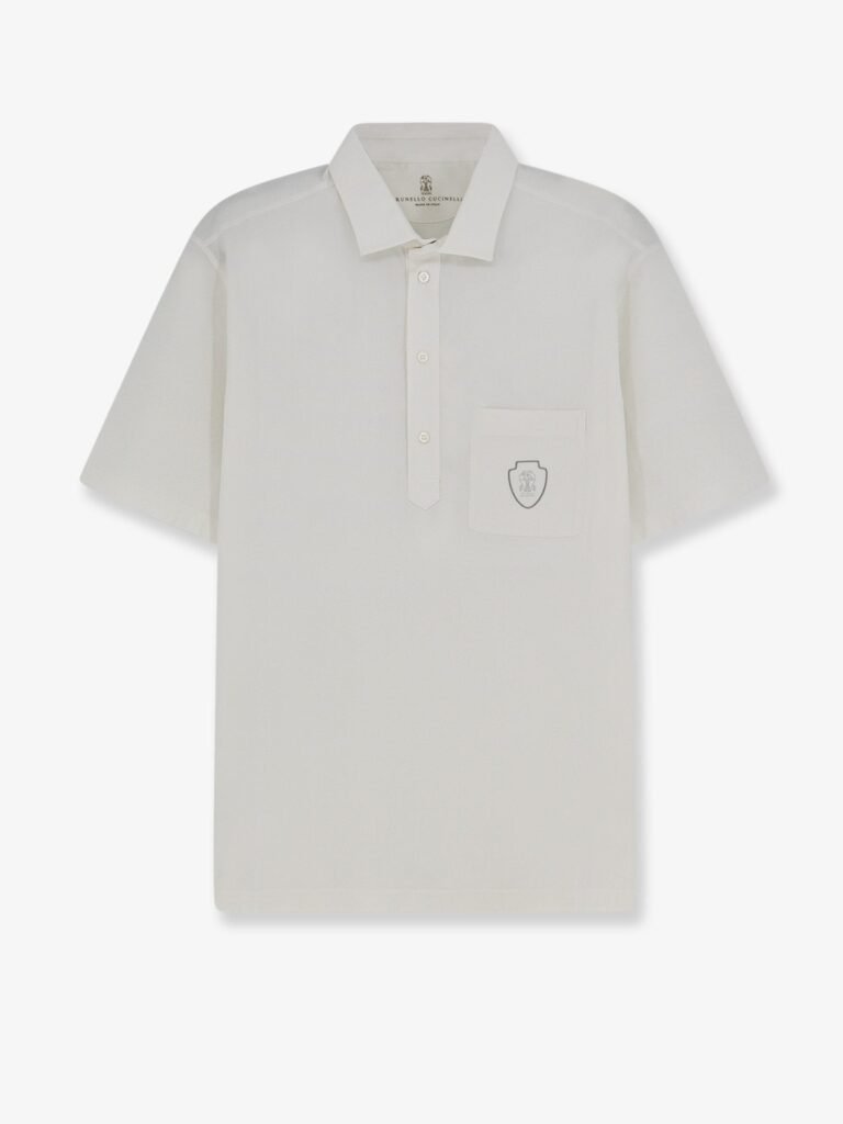 Virgin wool polo shirt with front logo patch