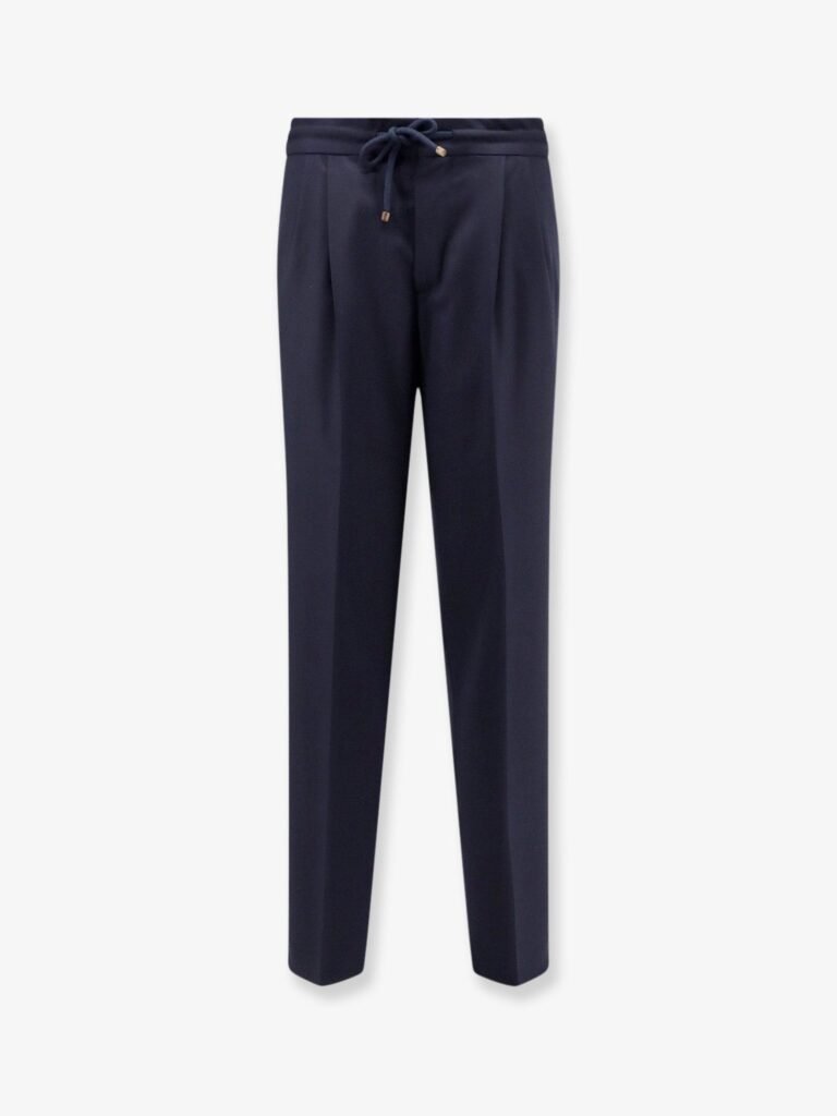 Virgin wool trousers with adjustable drawstring