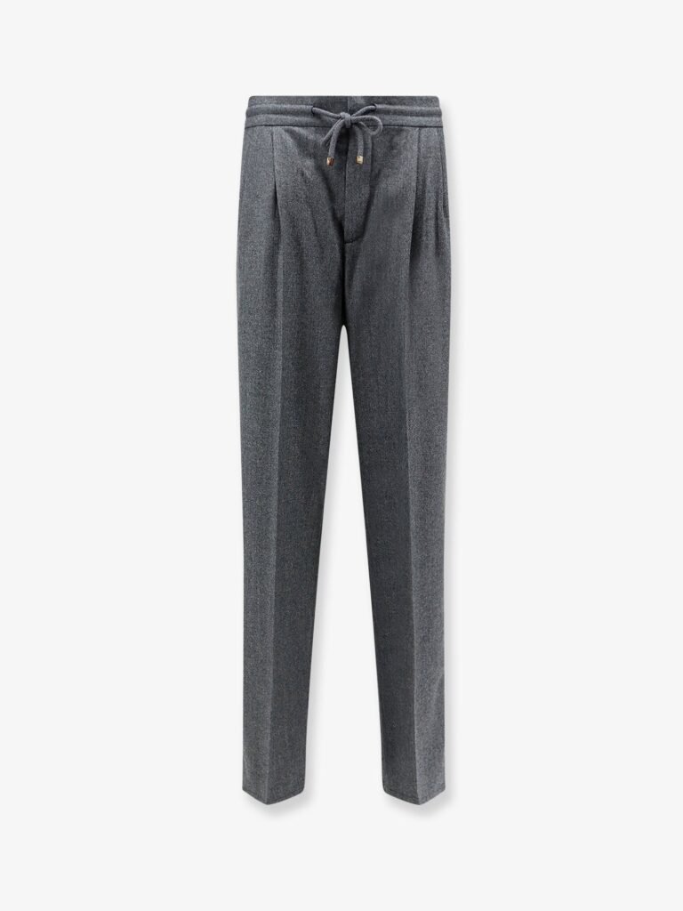 Virgin wool trousers with adjustable drawstring