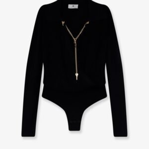 Viscose blend bodysuit with jewel charm detail