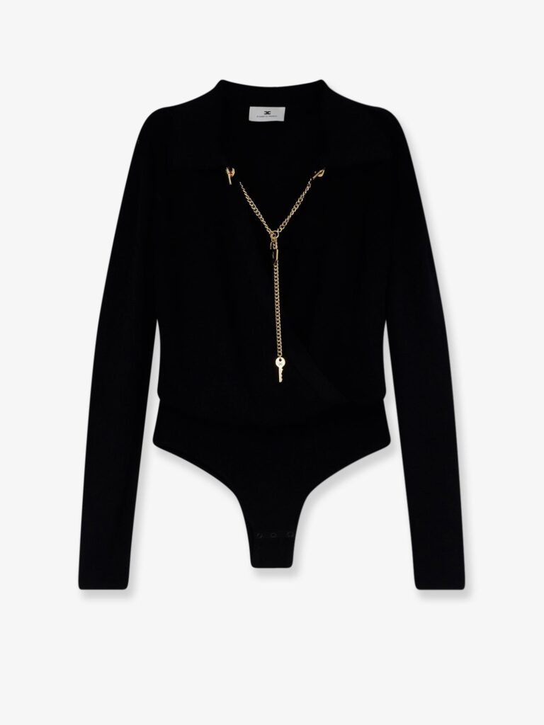 Viscose blend bodysuit with jewel charm detail