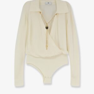 Viscose blend bodysuit with jewel charm detail