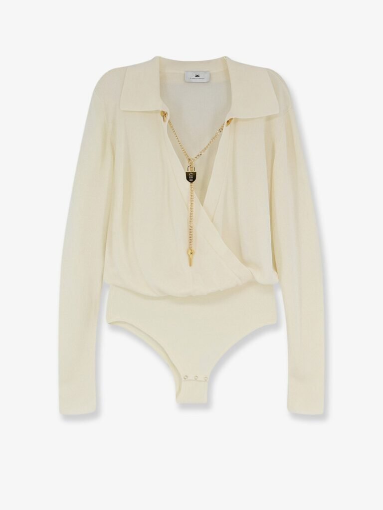 Viscose blend bodysuit with jewel charm detail