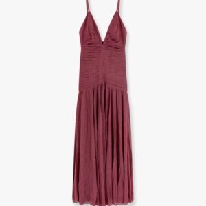 Viscose blend long dress with metallic effect