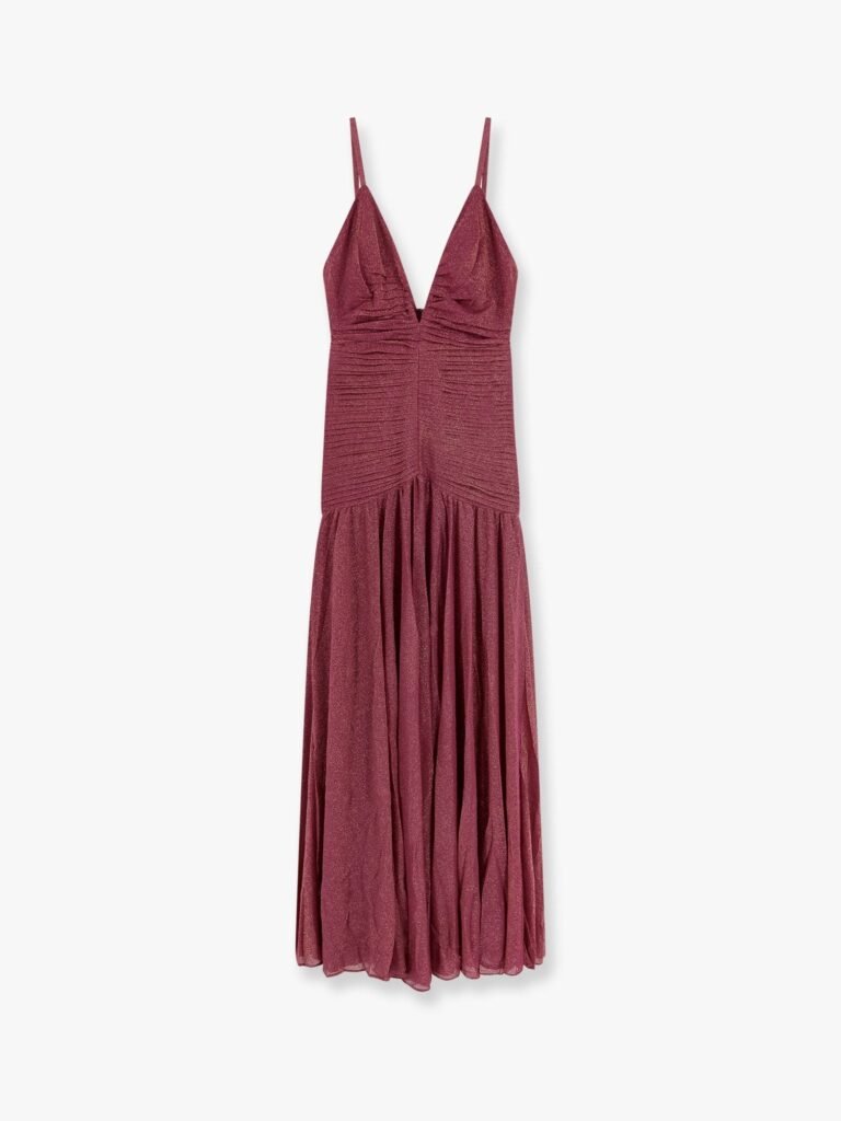 Viscose blend long dress with metallic effect