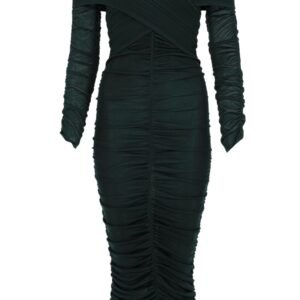 VISCOSE GATHERED MIDI DRESS