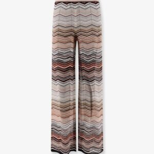 Viscose trousers with laminated chevron pattern