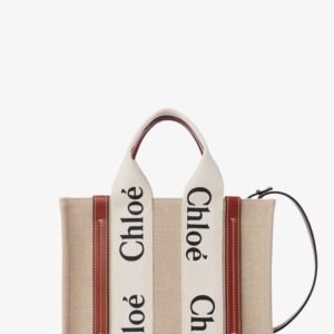 Woody linen and leather Tote Bag