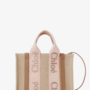 Woody linen canvas and leather crossbody bag