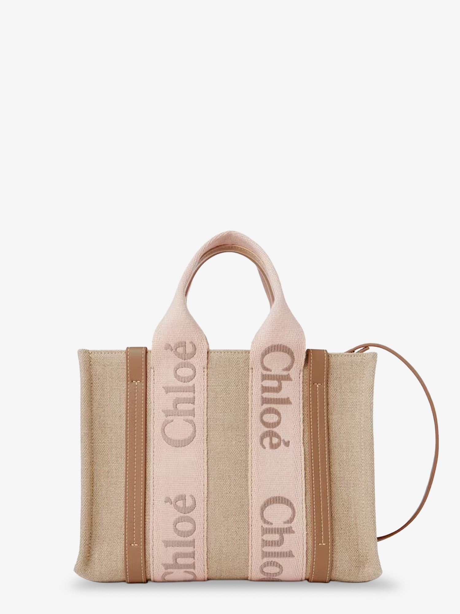 Woody linen canvas and leather crossbody bag