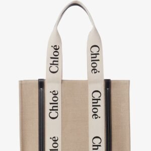 Woody linen shoulder bag with front lettering logo