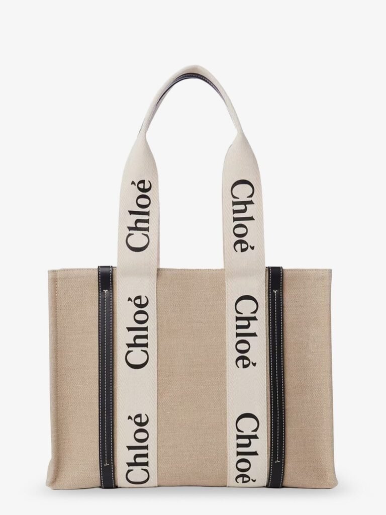 Woody linen shoulder bag with front lettering logo