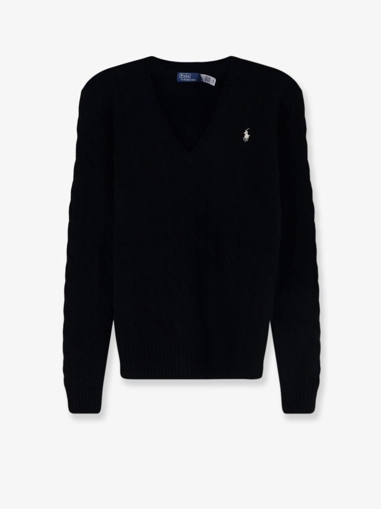 Wool and cashmere blend sweater with embroidered logo on the front