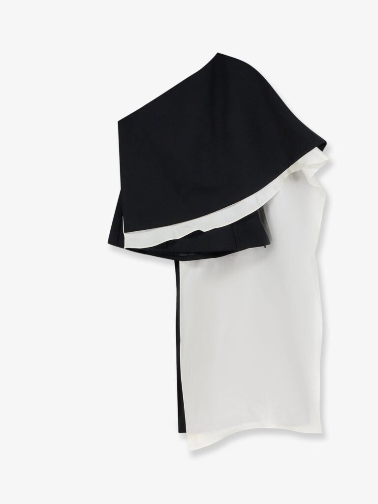 Wool blend top with silk inserts