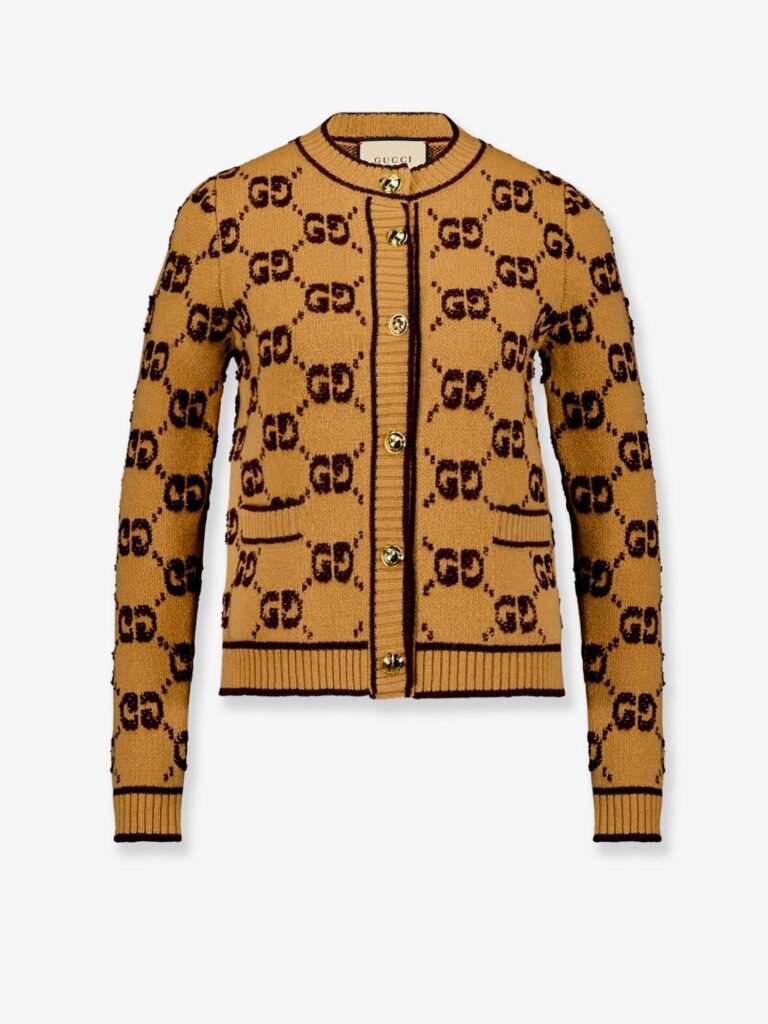 Wool cardigan with GG inlay