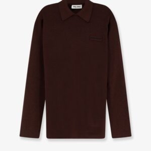 Wool polo shirt with embroidered logo on the front