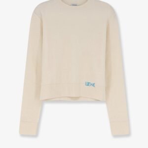 Wool sweater with contrasting embroidered logo on the bottom