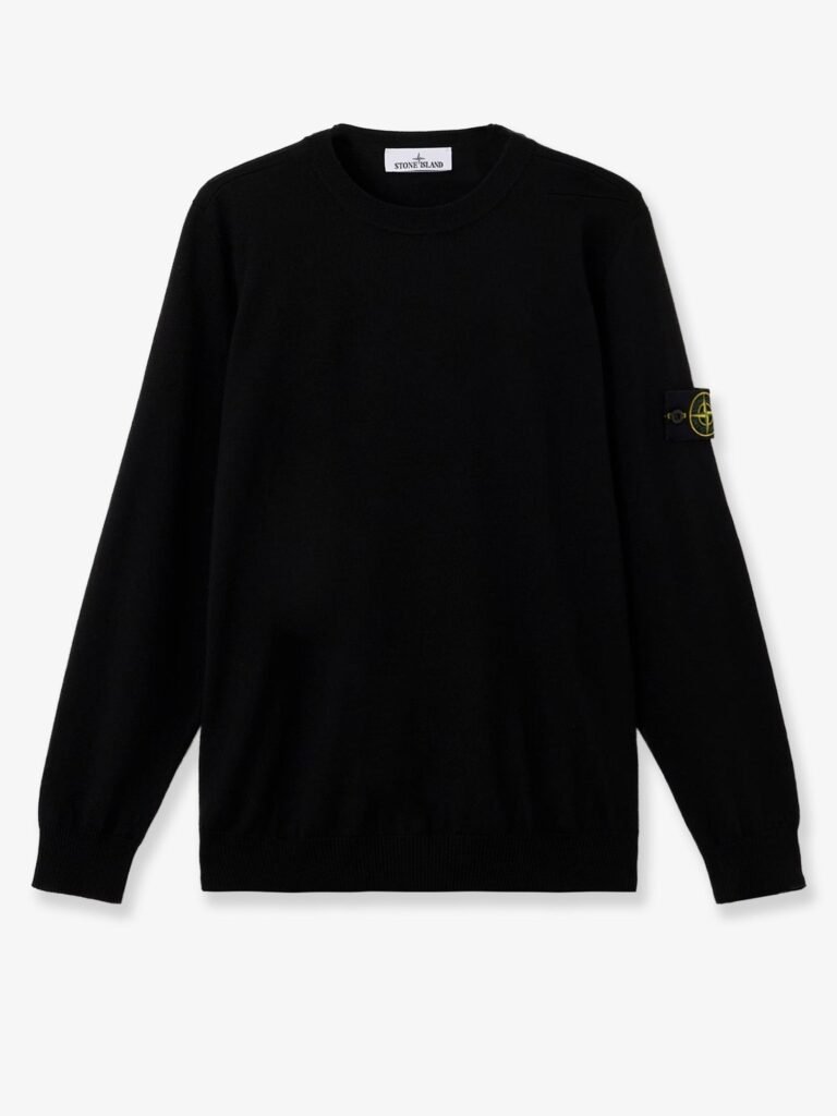 Wool sweater with side logo patch