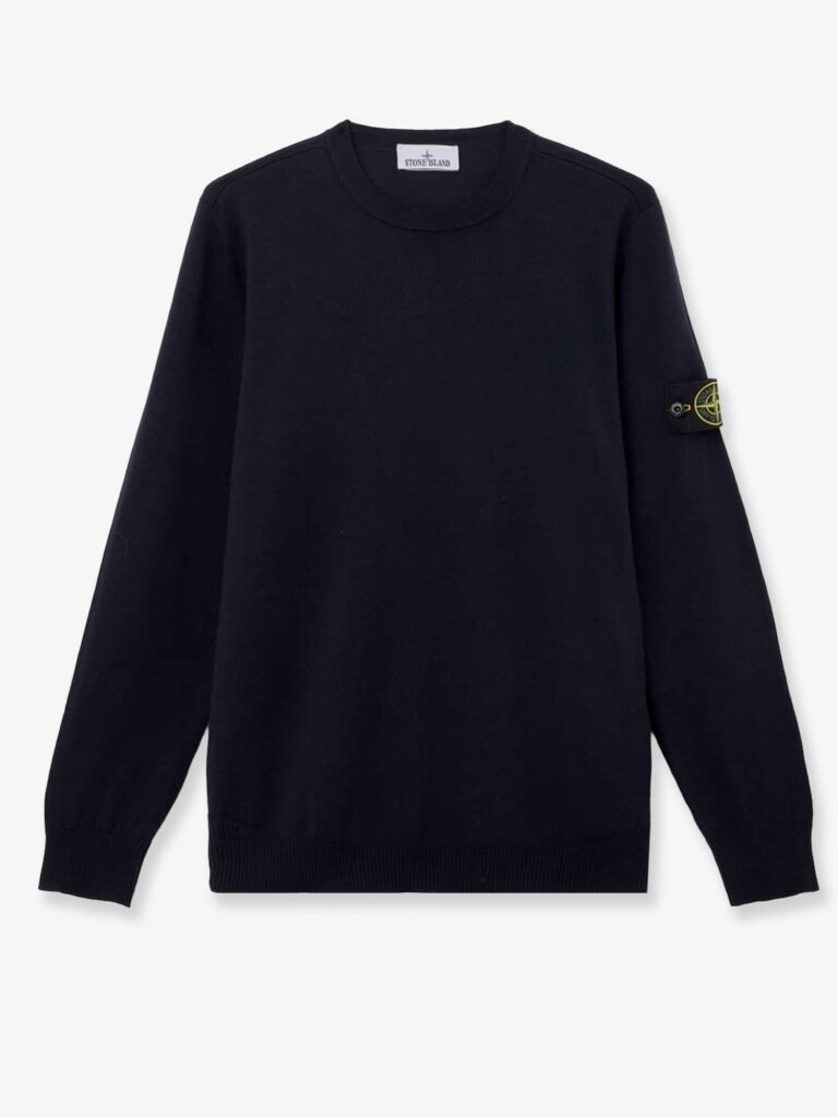Wool sweater with side logo patch