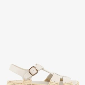 Yuka leather sandals with woven raffia sole