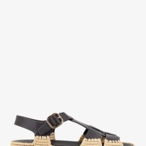 Yuka leather sandals with woven raffia sole