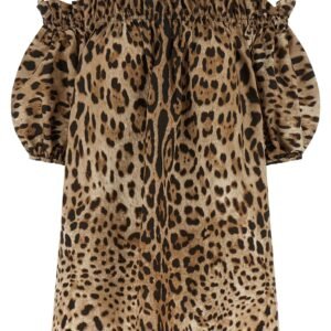 Animal print cotton top - Brown - 42 IT