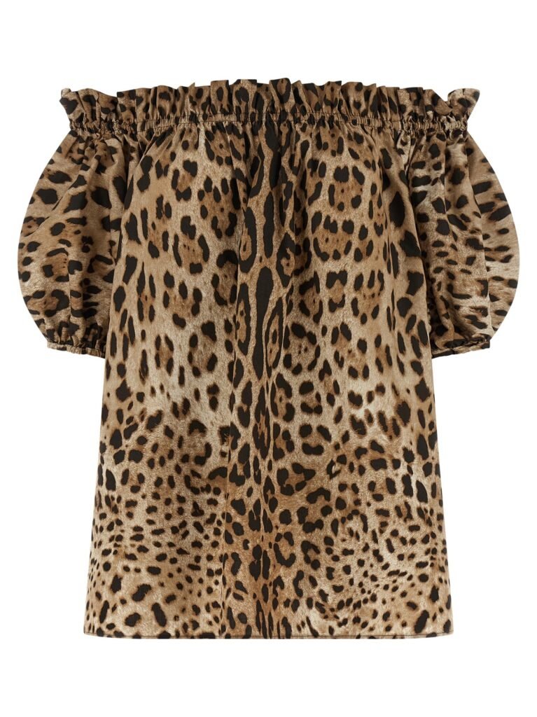 Animal print cotton top - Brown - 42 IT