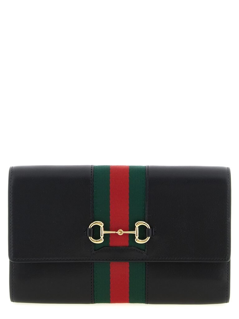 'Gucci Horsebit Web' wallet on chain - Black - U