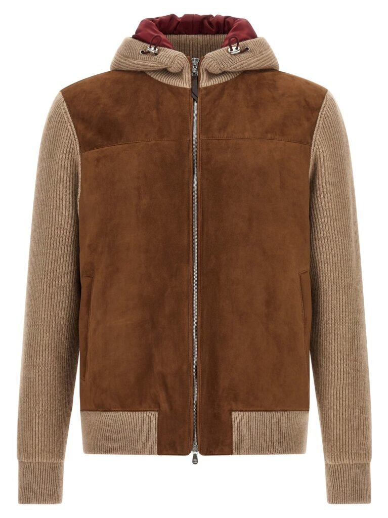 Suede and cashmere bomber jacket