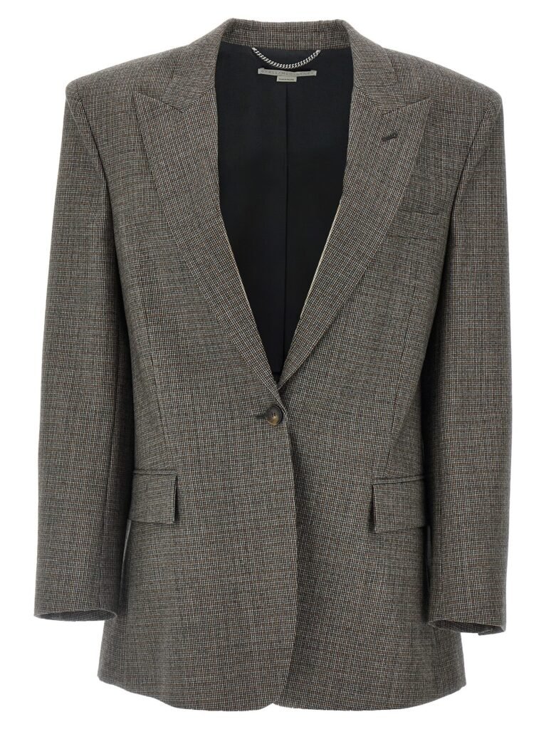 Single-breasted micro houndstooth blazer