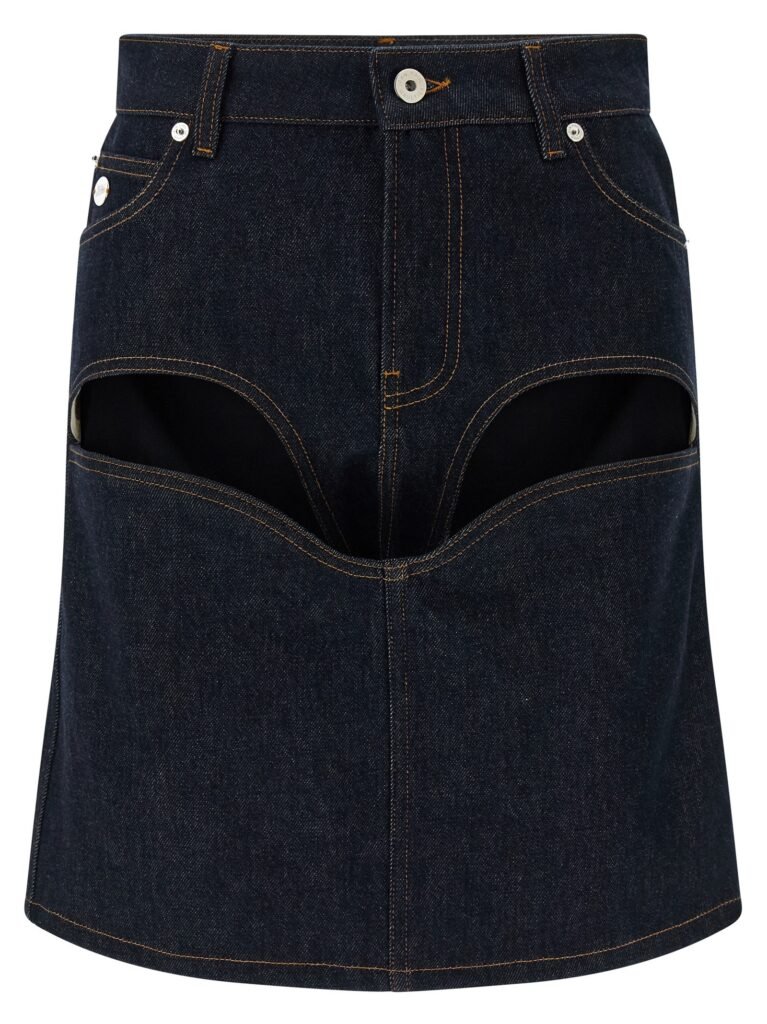 Denim Mini Skirt With Cuts And Turn Up' skirt