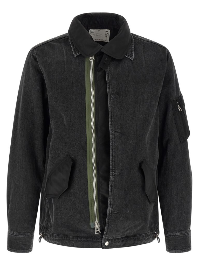 Nylon insert denim jacket