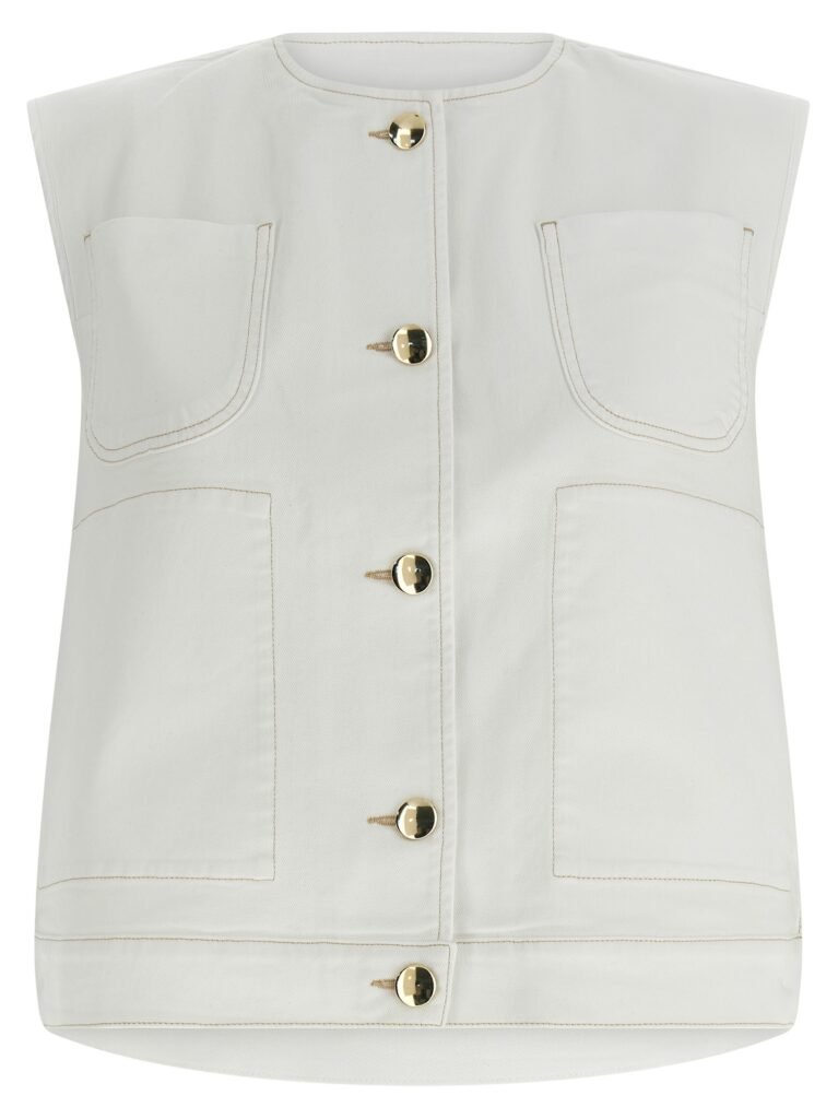 Denim and knit vest
