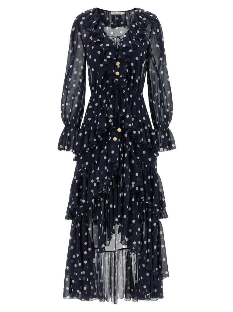 Polka Dot Georgette Ruffle Maxi' dress