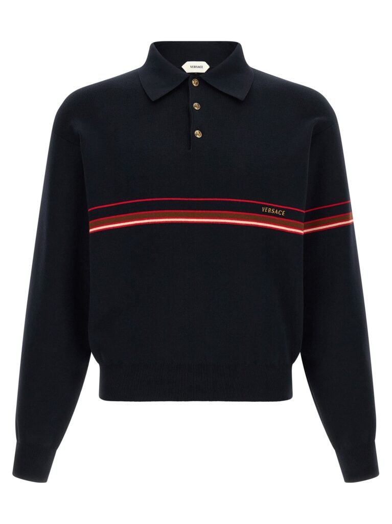 Inlaid striped polo shirt