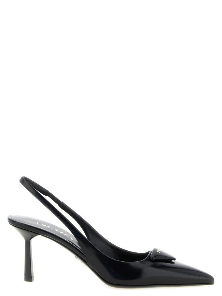Brushed leather slingback