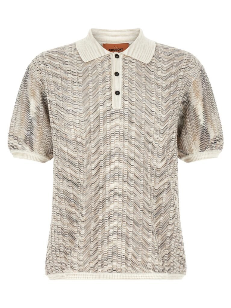 zig-zag' knit polo shirt