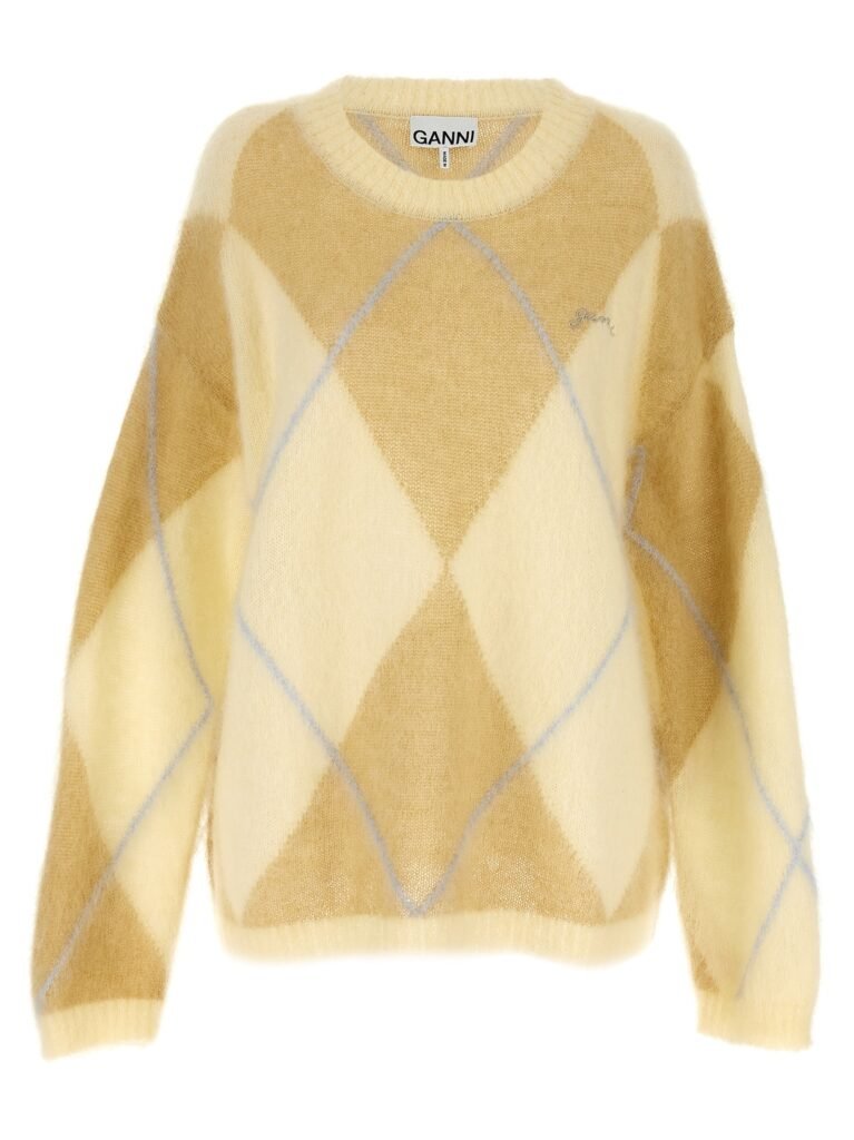 Logo embroidery diamond sweater